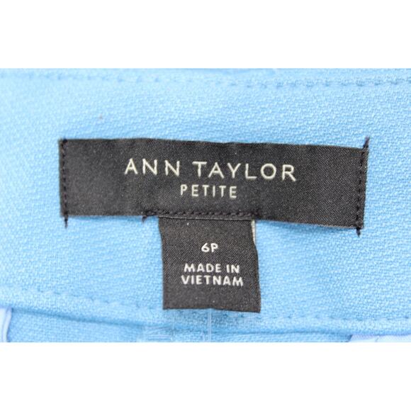 NWT Ann Taylor Petite 6P Wide Leg Crop Pants High Rise Blue Dress Trousers - Picture 6 of 12